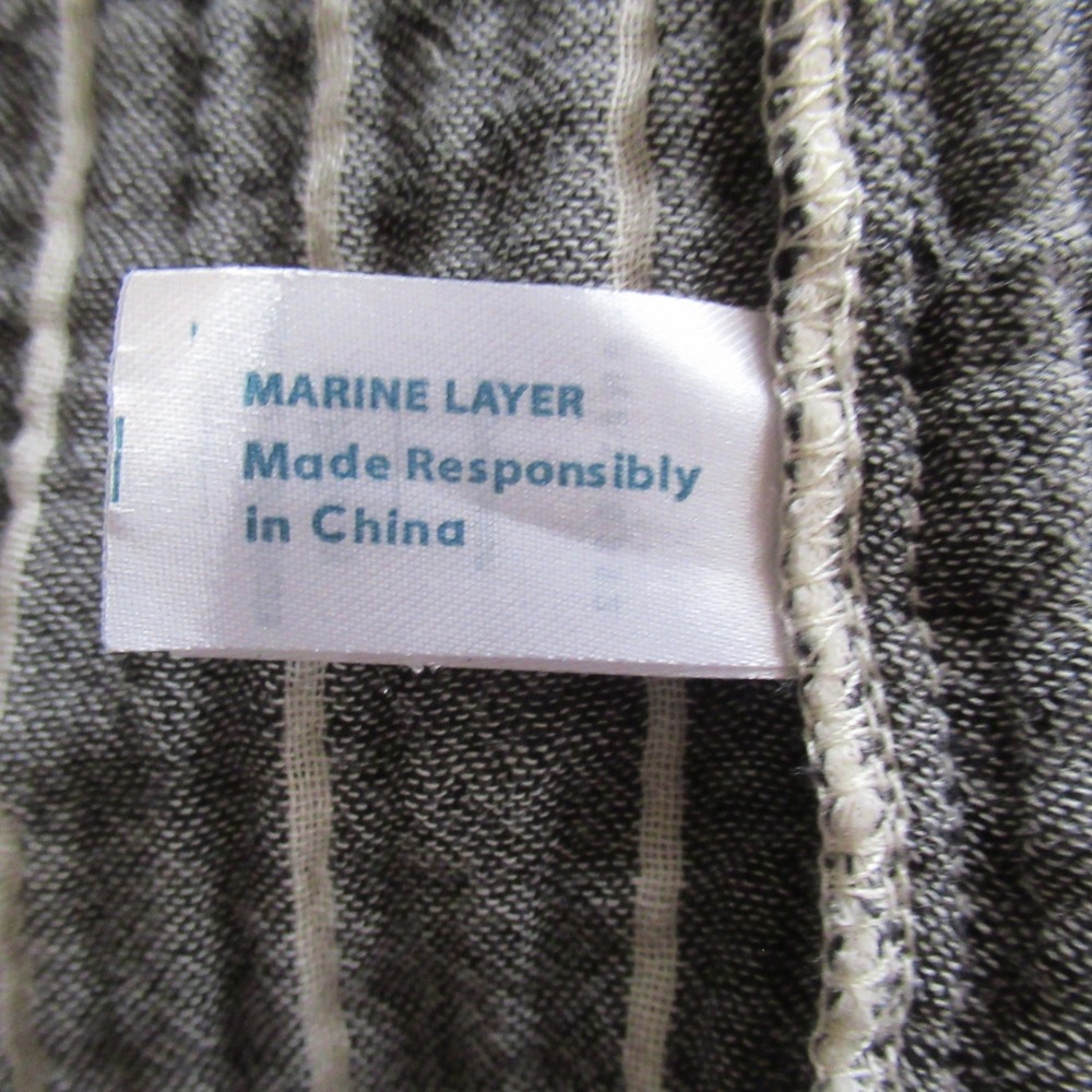 Marine Layer Dress M Corrine Maxi Gray Stripe 100% Cotton Boho Peasant Beach - Picture 9 of 9